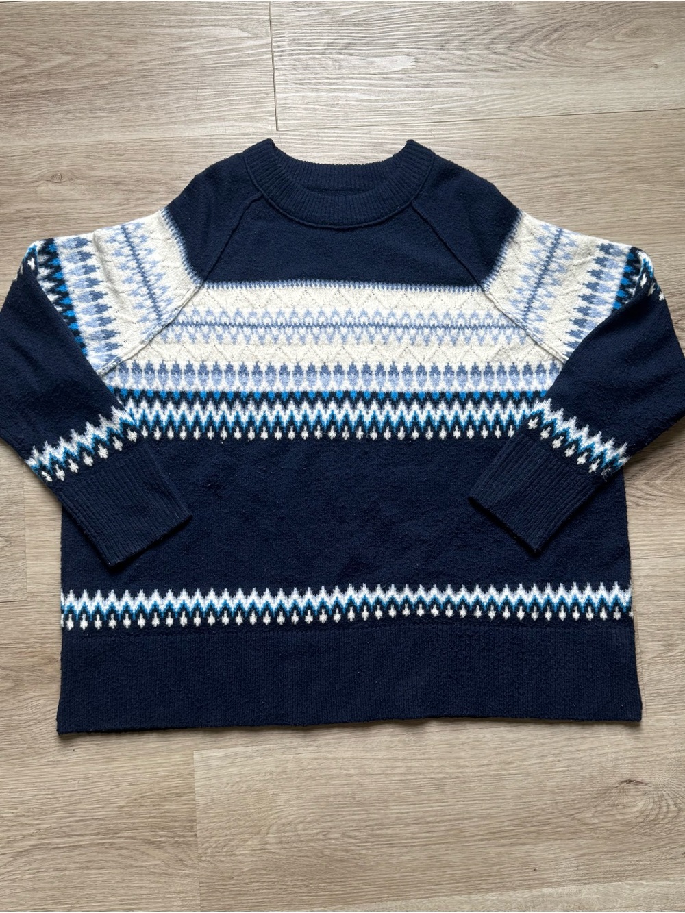 Women’s Aeire Navy Sweater with White and Light Blue Pattern